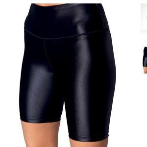 Boutique shiny black biker shorts
